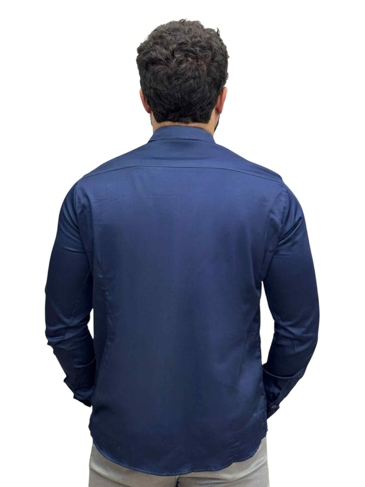 Camisa Social Manga longa Azul Marinho Slim Básica - Paladho's