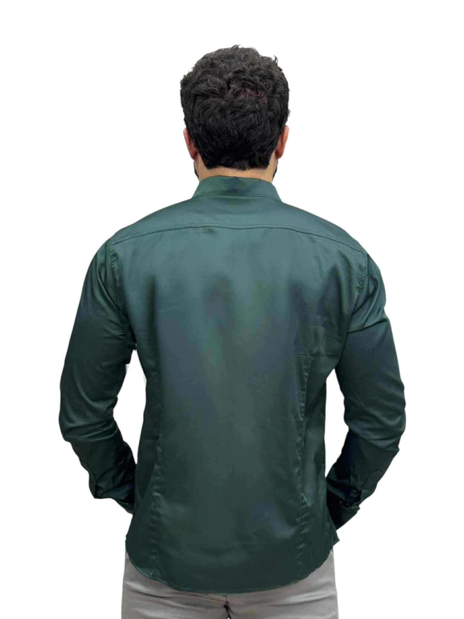 Camisa Social Manga longa Verde Escuro Slim Básica - Paladho's