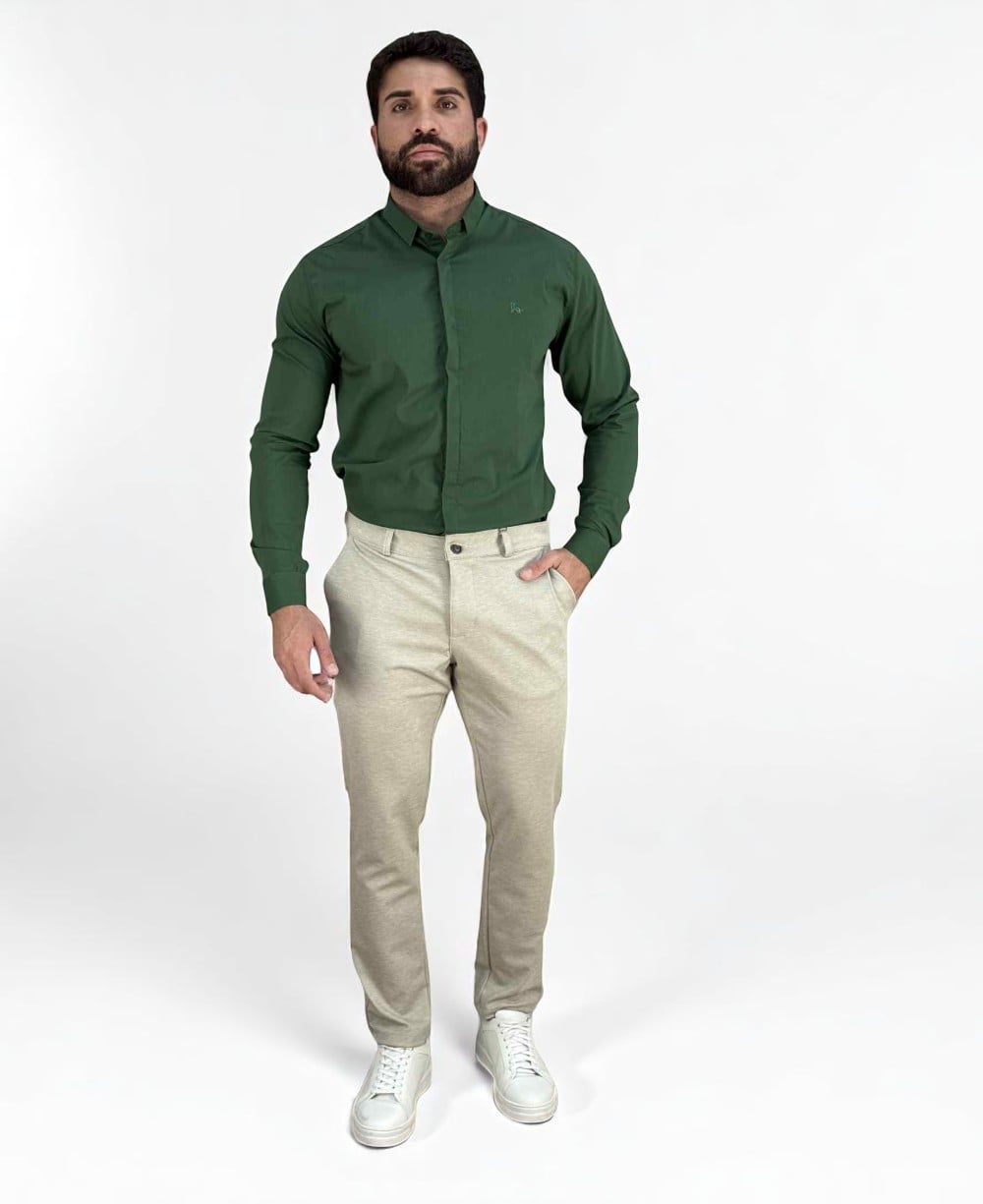 Calça Alfaiataria Areia Claro Masculina Slim - Guilherme soul