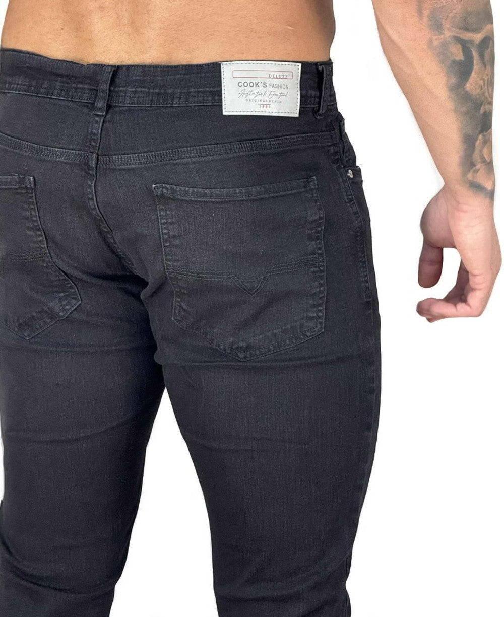 Calça Skinny Preto Desbotado Masculina com Lycra Essencial