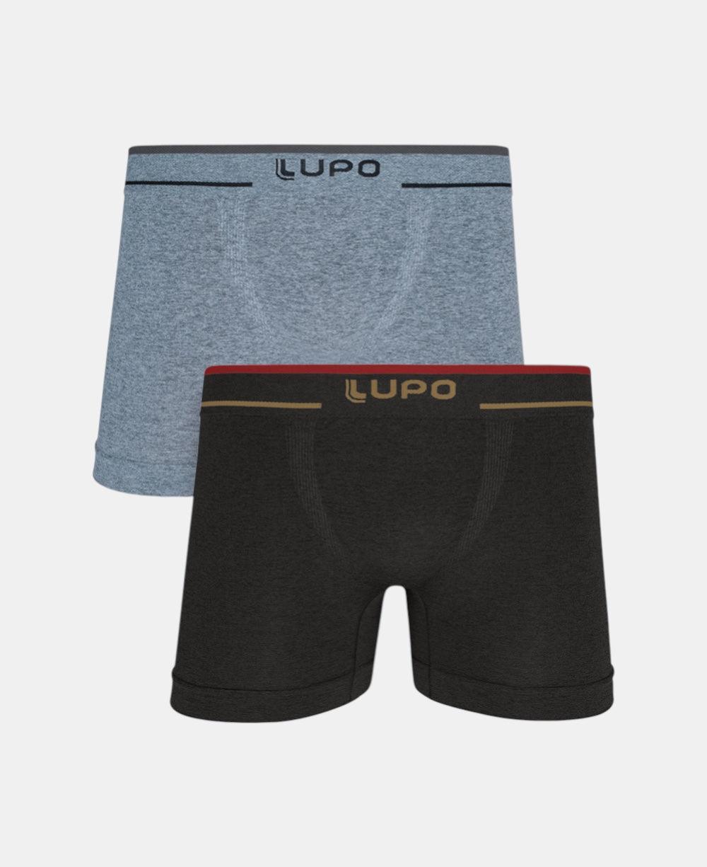 Kit 2 Cuecas Boxer Fio Texturizado Masculina Microfibra Sem Costura - Lupo