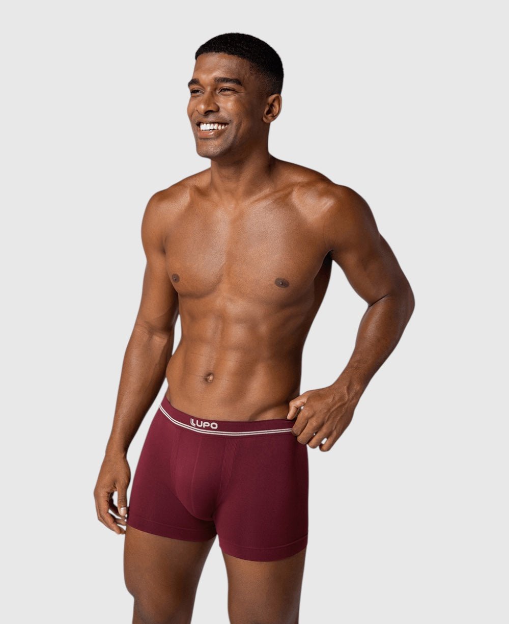 Kit 2 Cuecas Boxer Preta e Vinho Masculina Sem Costura Microfibra - Lupo