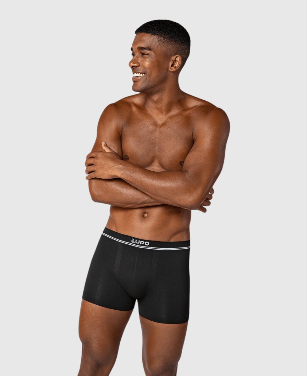 Kit 2 Cuecas Boxer Preta e Vinho Masculina Sem Costura Microfibra - Lupo
