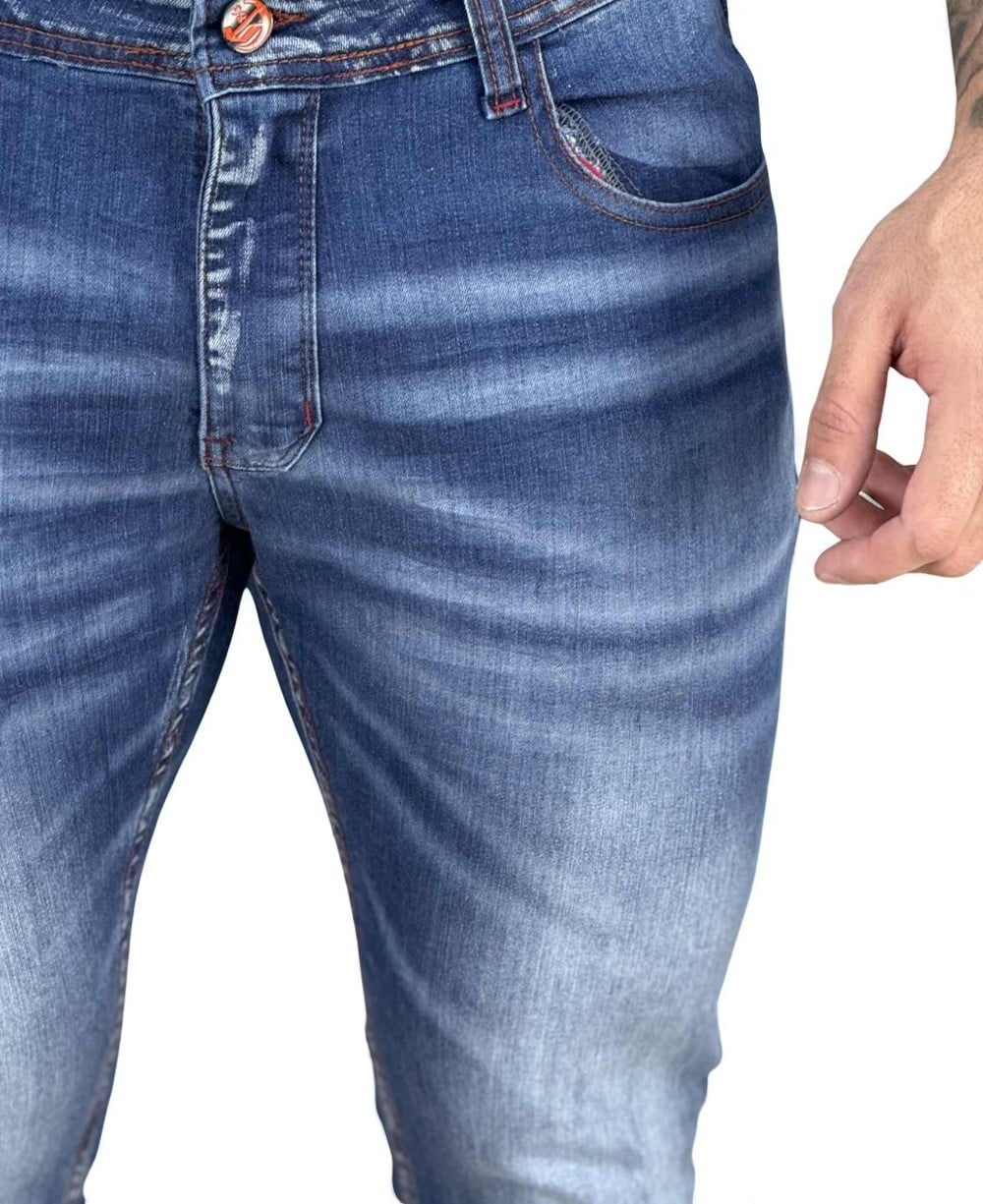 Calça Jeans Azul Mescla Masculina Super Skinny - City Denim
