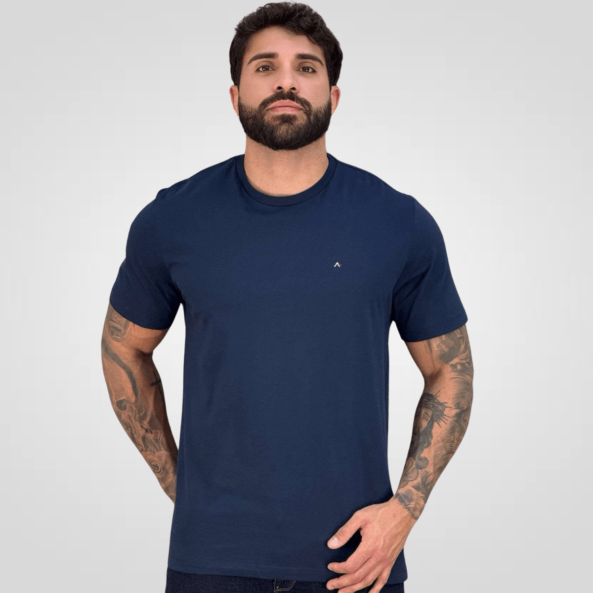 Camiseta Azul Marinho Masculina Malha Regular - Aramis