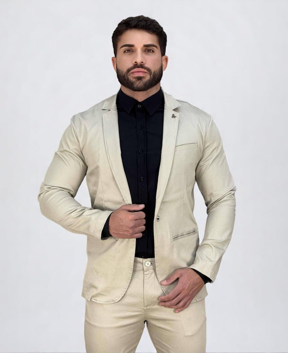 Blazer Areia Masculino Básico Acetinado - Per Pochi