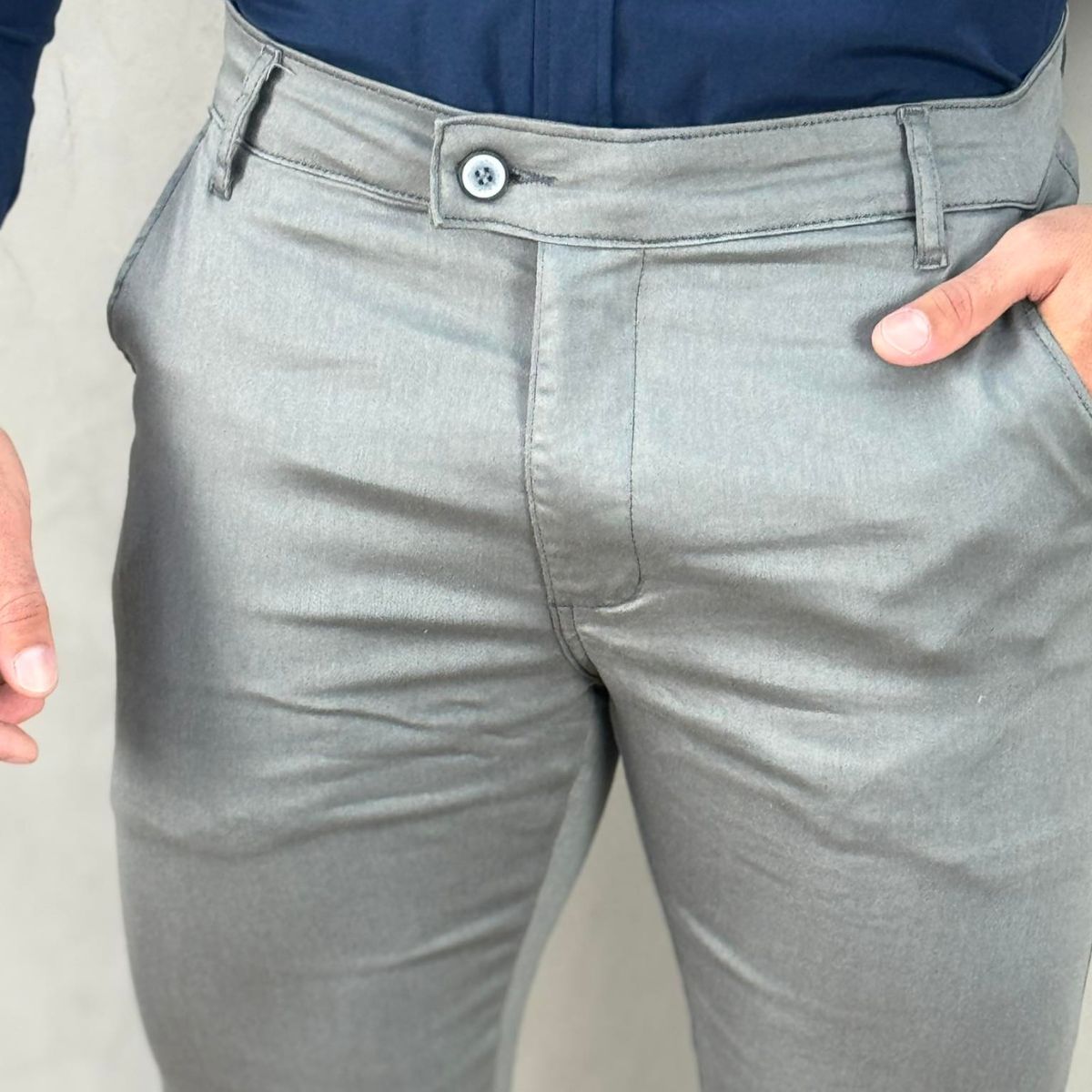 Calça Alfaiataria Cinza Claro Masculina Skinny - Truehero