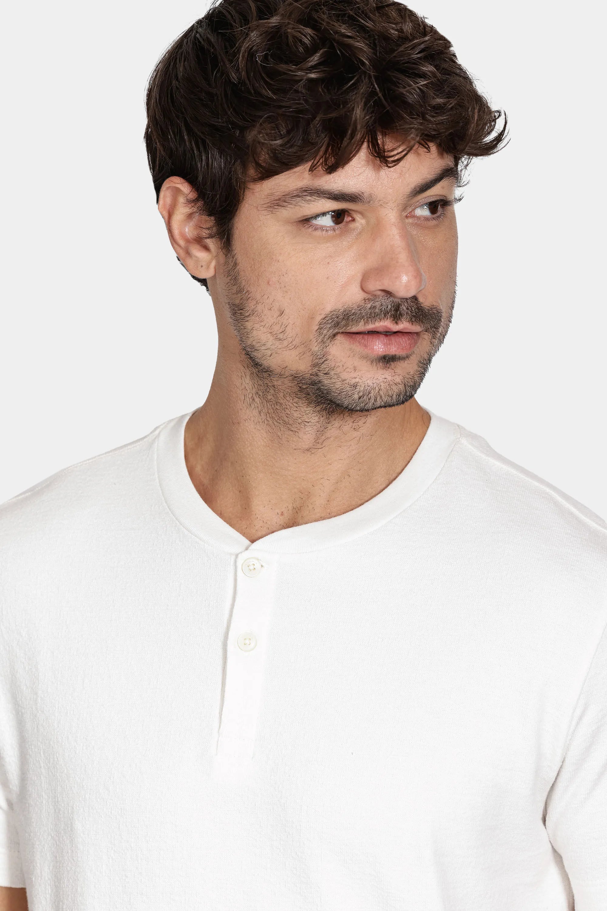 Camiseta Manga Curta Malha Portuguesa Tricot Off White