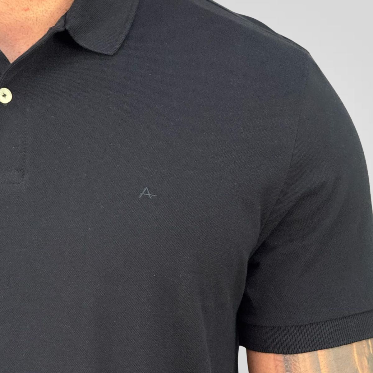 Camisa Polo Preta Masculina Básica Piquet - Aramis