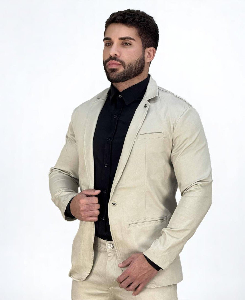 Blazer Areia Masculino Básico Acetinado - Per Pochi