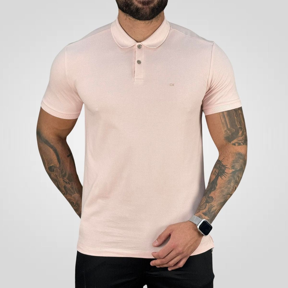 Camisa Polo Rosa Médio Masculina Liquid Touch - Calvin Klein