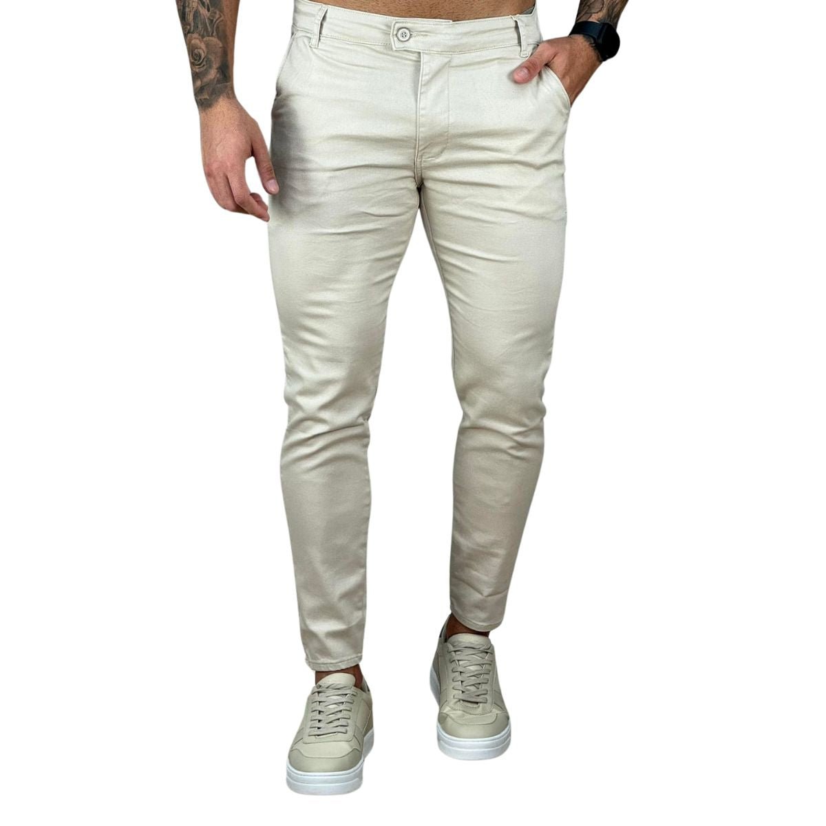 Calça Alfaiataria Creme Masculina Sknny - Truehero