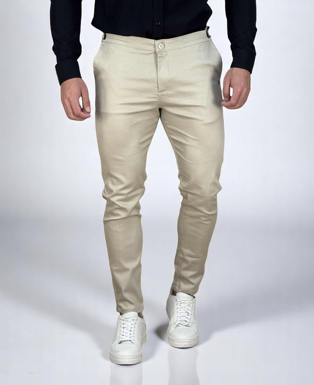 Calça Alfaiataria Areia Masculina Com Regulagem - Per Pochi