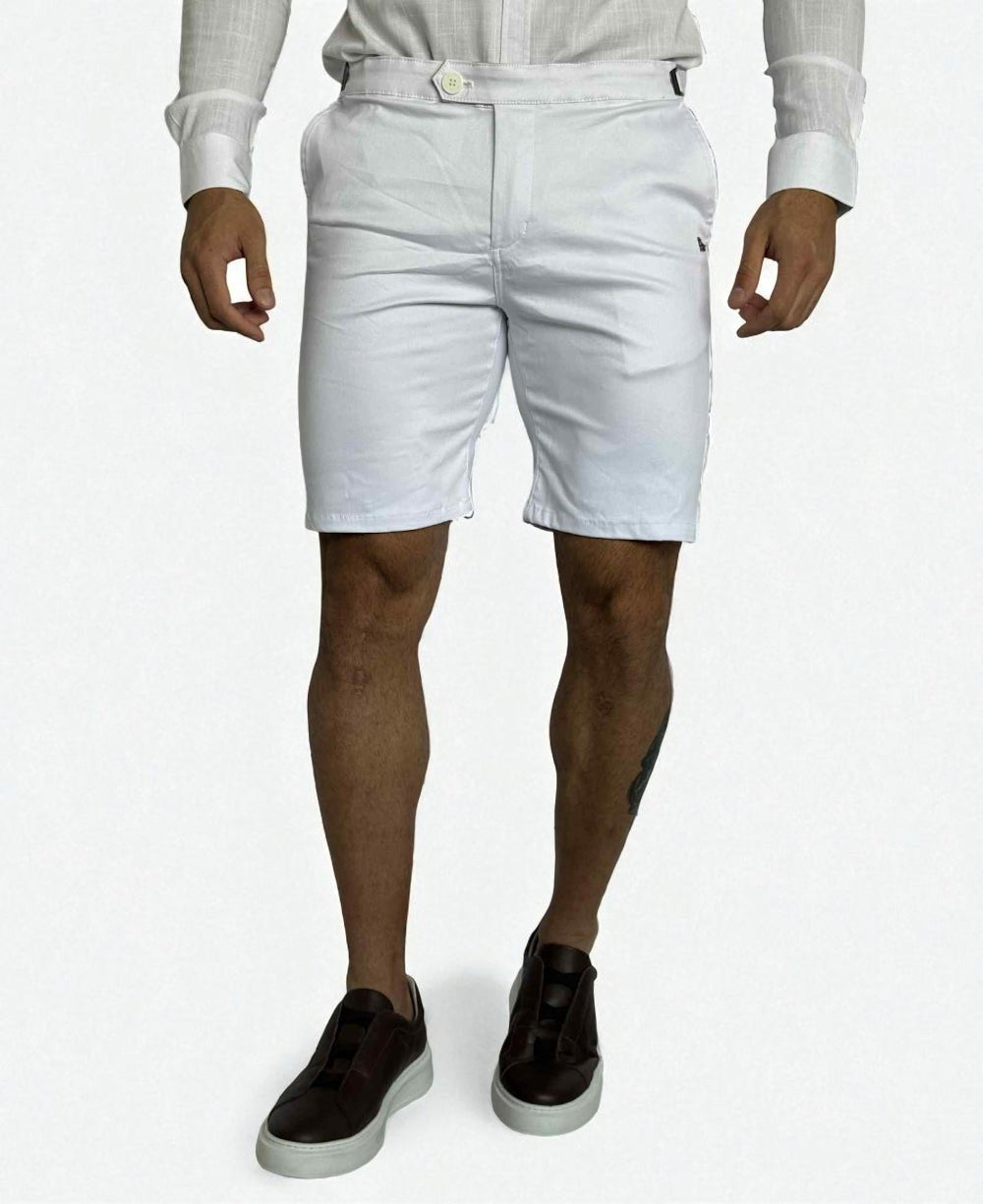 Bermuda Alfaiataria Branca com Regulagem Masculina - Per Pochi