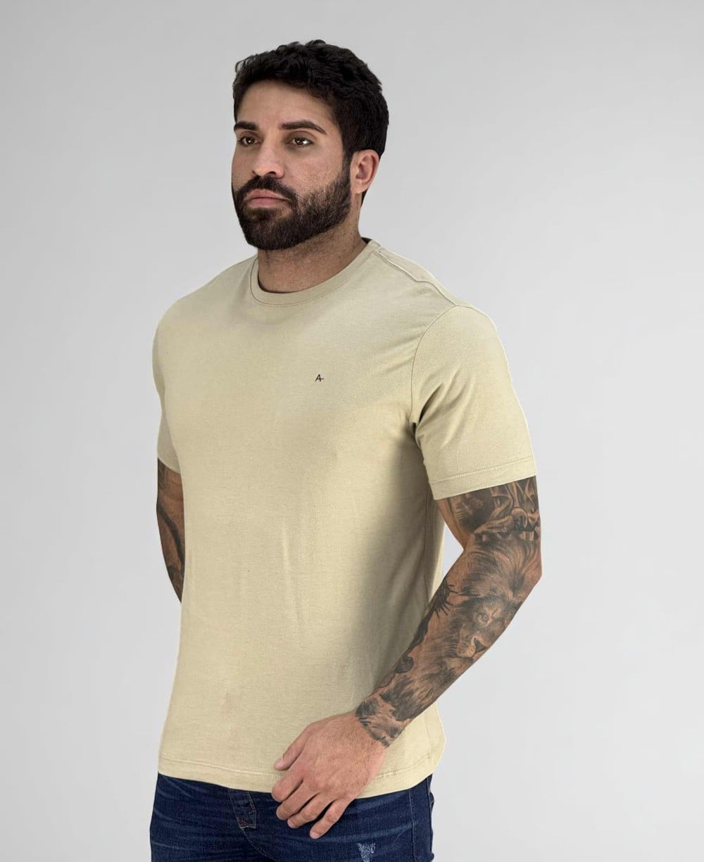 Camiseta Amendoa Masculina Malha Regular - Aramis