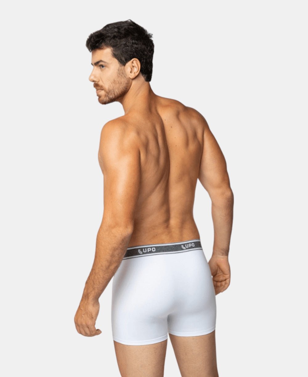 Cueca Boxer Branca Masculina Algodão com Elastano - Lupo