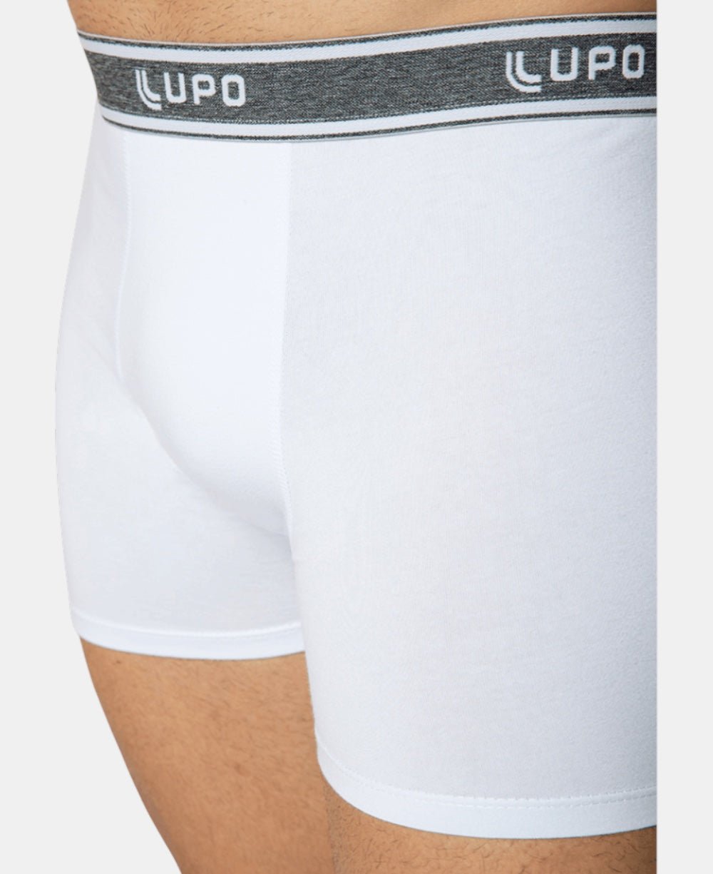 Cueca Boxer Branca Masculina Algodão com Elastano - Lupo