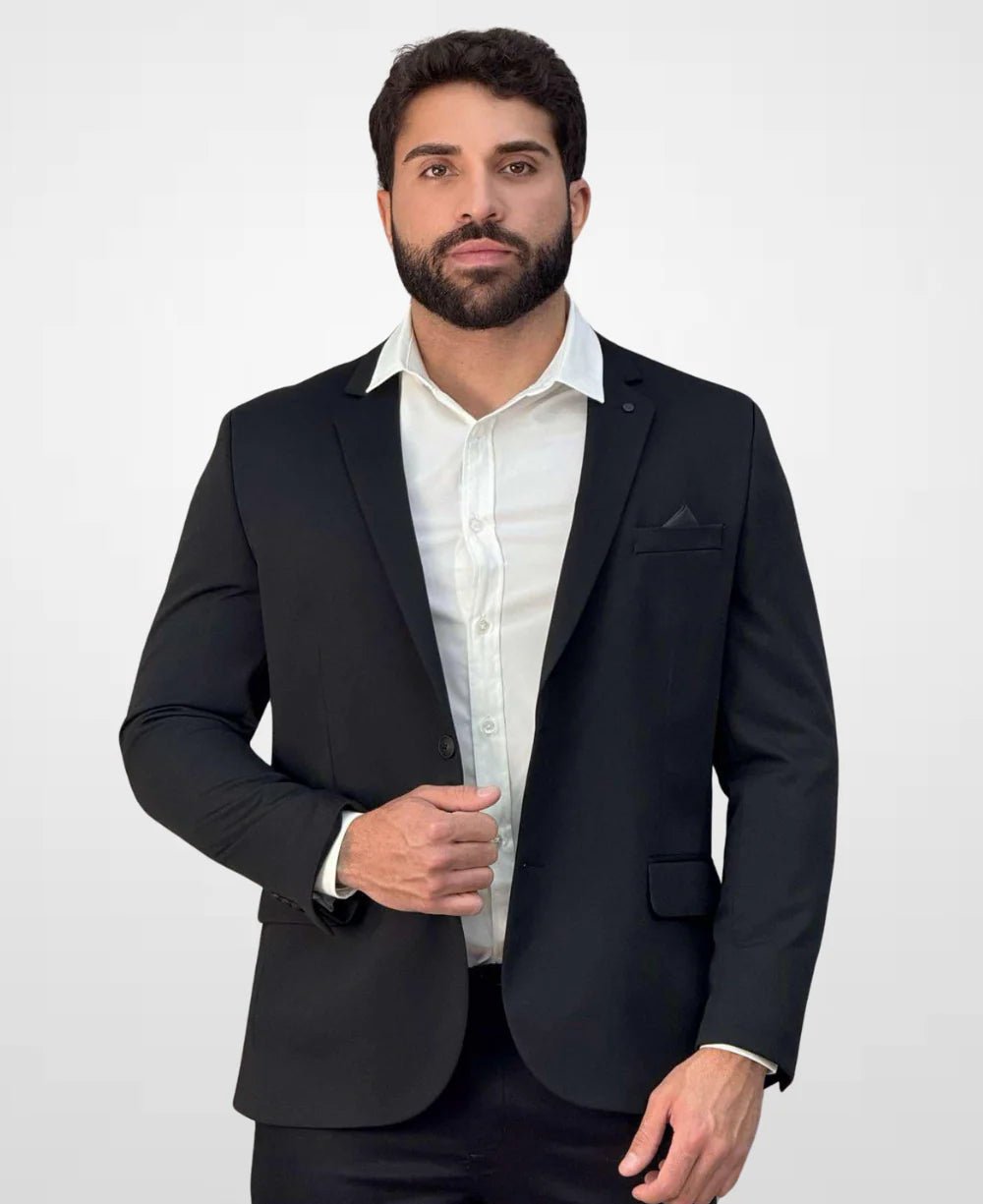 Blazer Preto Básico Acetinado Slim - Guilherme Soul