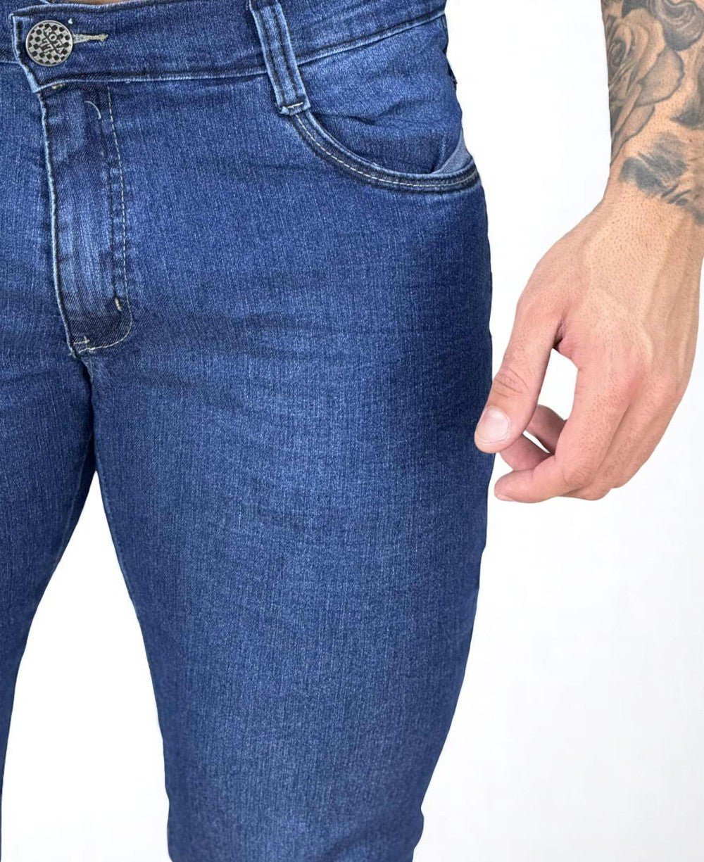 Calça Jeans Escuro Masculina com Lycra - Rota