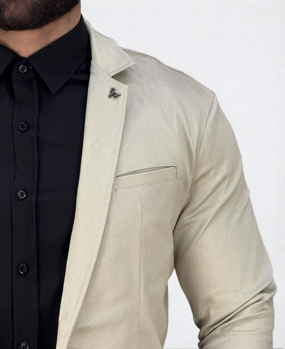 Blazer Areia Masculino Básico Acetinado - Per Pochi