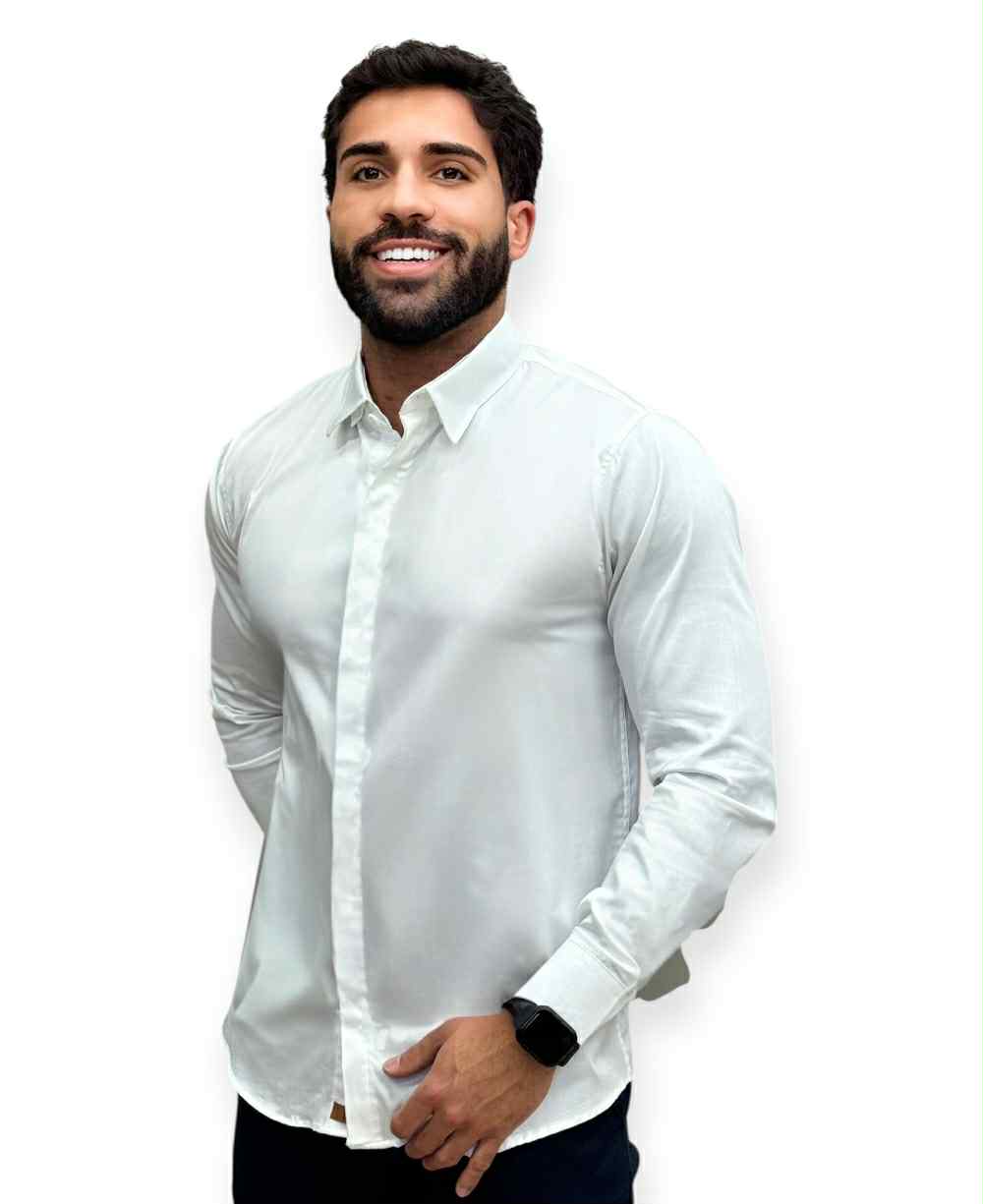 Camisa Social Manga longa Branca Slim Básica - Paladho's
