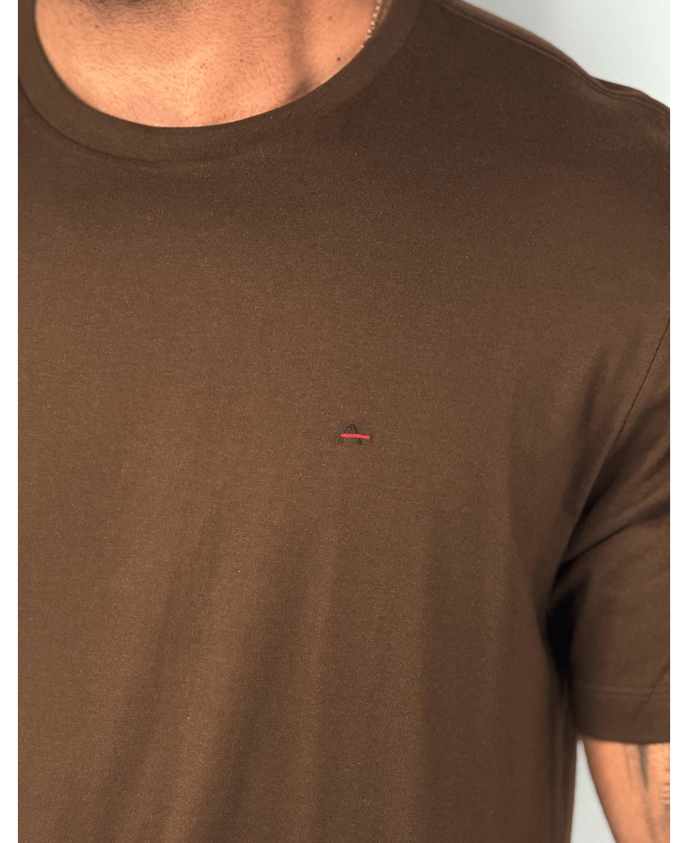 Camiseta Chocolate Masculina Malha Regular - Aramis