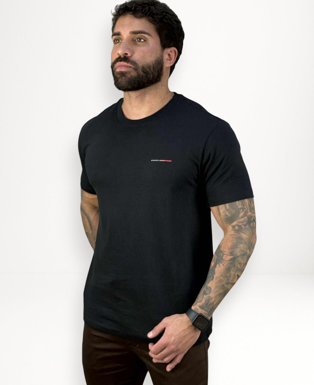 Camiseta Preta Masculina Malha Regular - Aramis