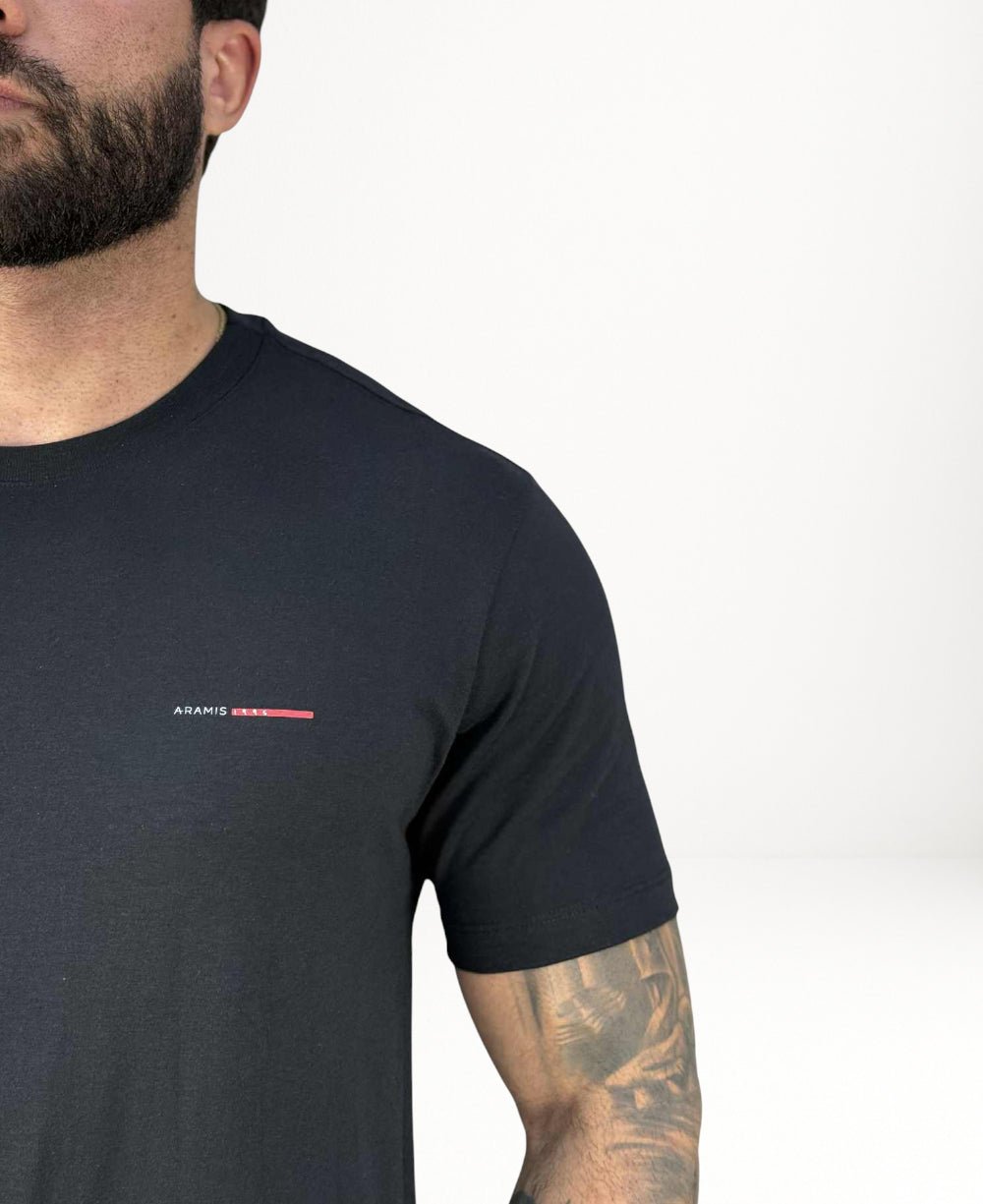 Camiseta Preta Masculina Malha Regular - Aramis