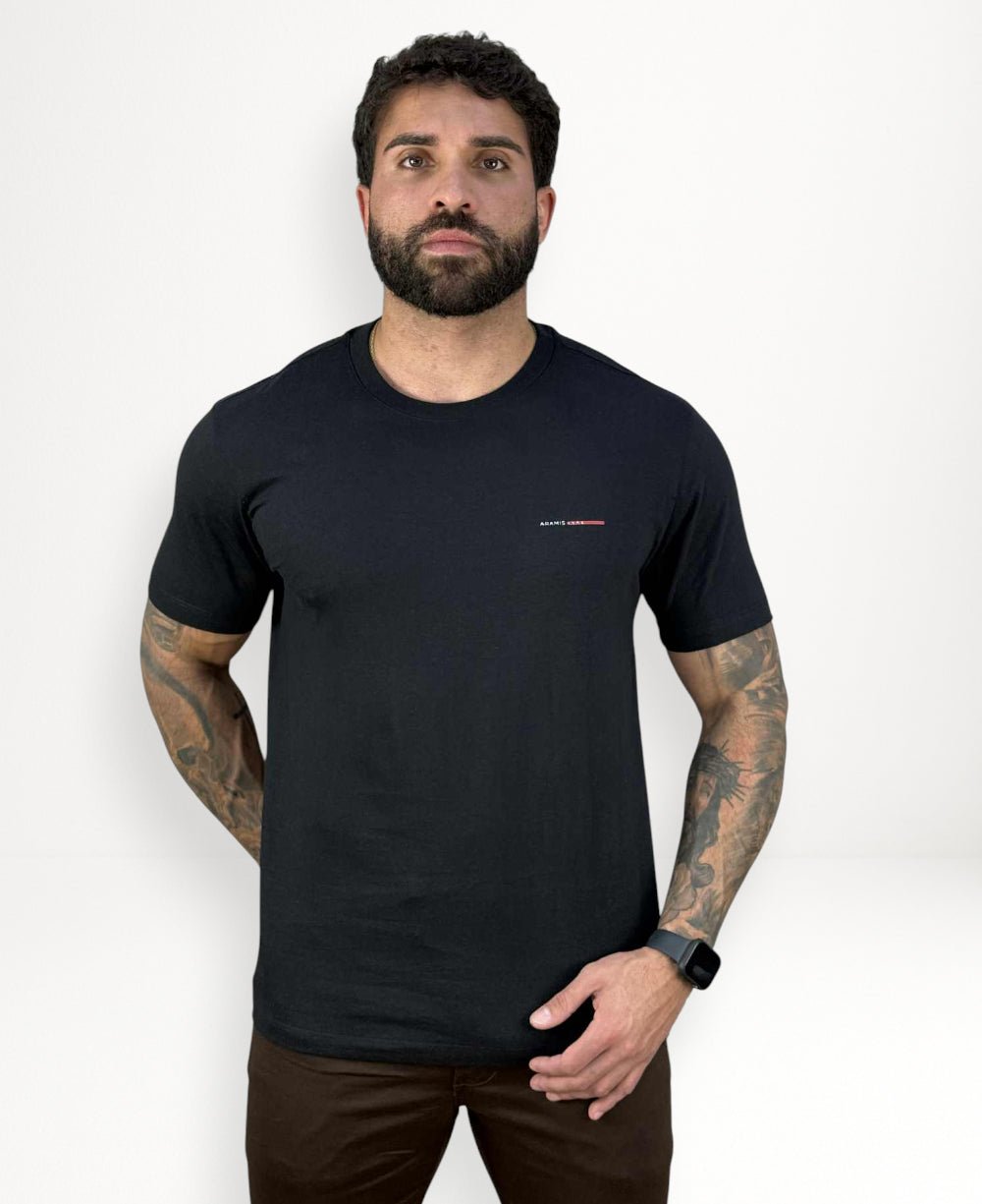 Camiseta Preta Masculina Malha Regular - Aramis