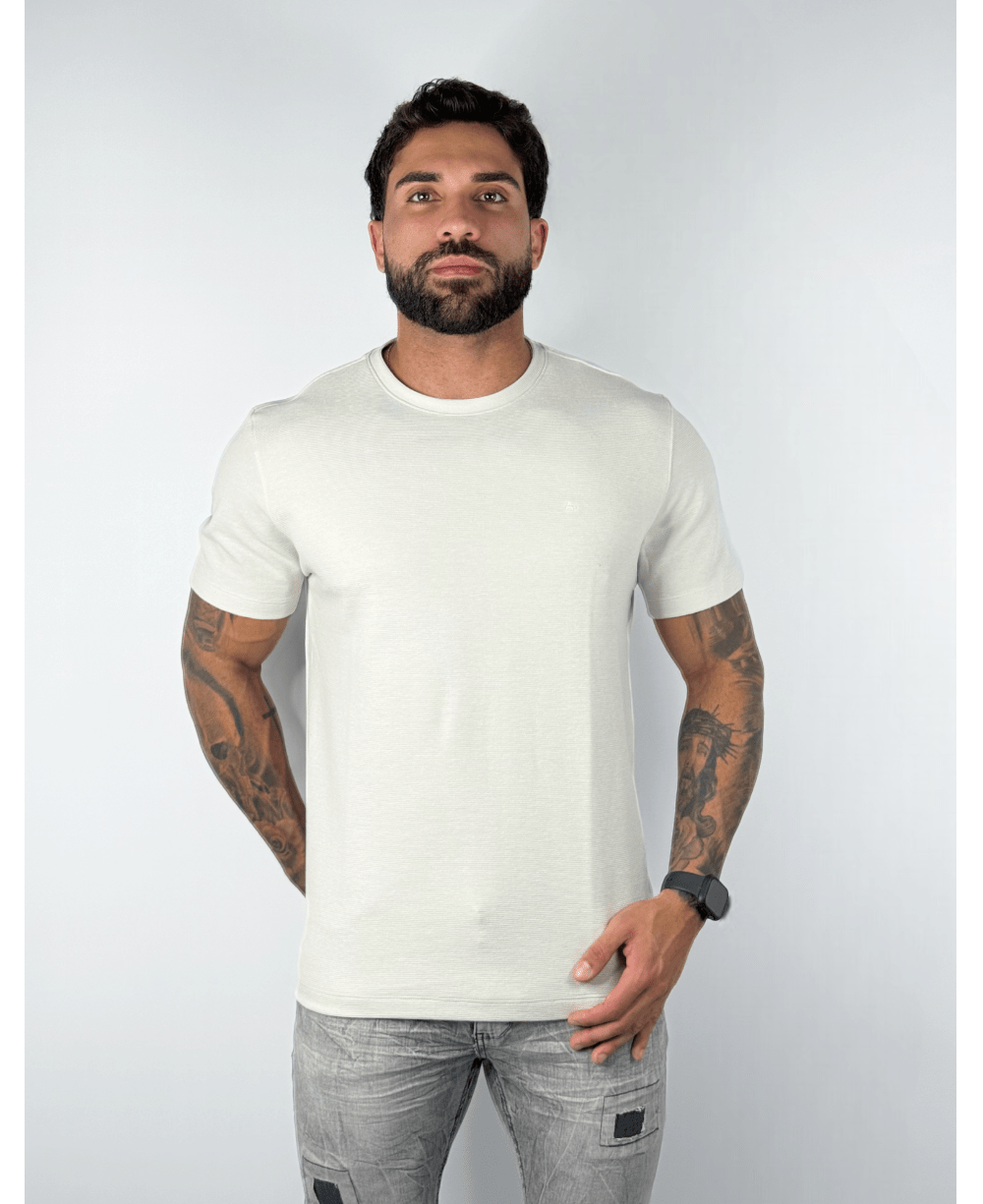 Camiseta Manga Curta Com Textura Ottoman Marfim - Aramis