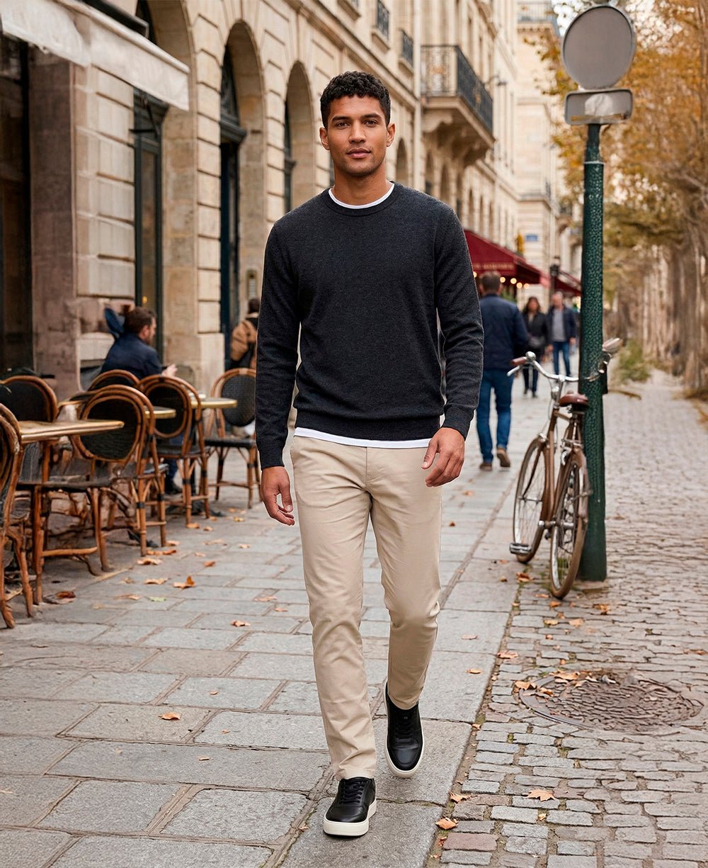 Suéter Preto Mescla Masculina Tricot Manga Longa - Aramis