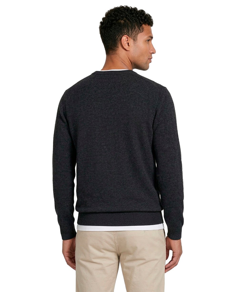 Suéter Preto Mescla Masculina Tricot Manga Longa - Aramis