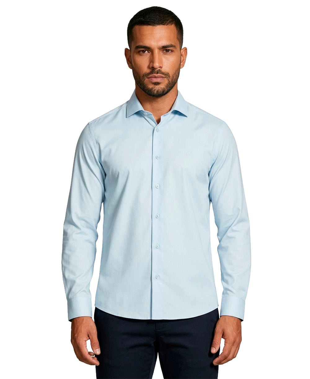 Camisa Social Masculina Azul Claro Manga Longa Bambu Stretch – Aramis
