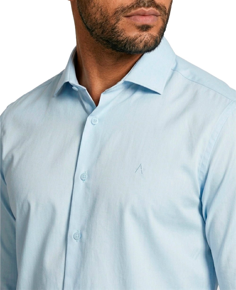 Camisa Social Masculina Azul Claro Manga Longa Bambu Stretch – Aramis