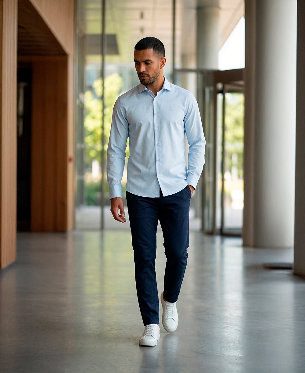 Camisa Social Masculina Azul Claro Manga Longa Bambu Stretch – Aramis