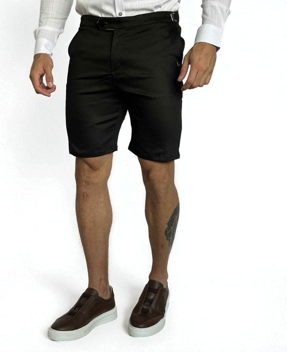 Bermuda Alfaiataria Preta com Regulagem Masculina - Per Pochi