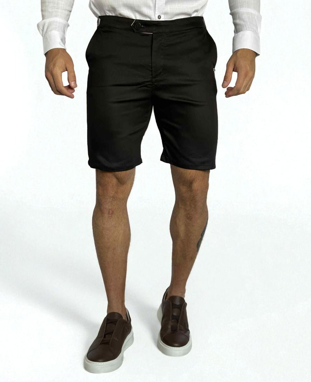 Bermuda Alfaiataria Preta com Regulagem Masculina - Per Pochi