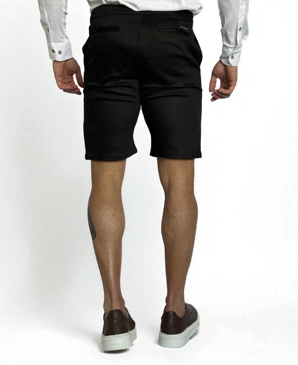 Bermuda Alfaiataria Preta com Regulagem Masculina - Per Pochi