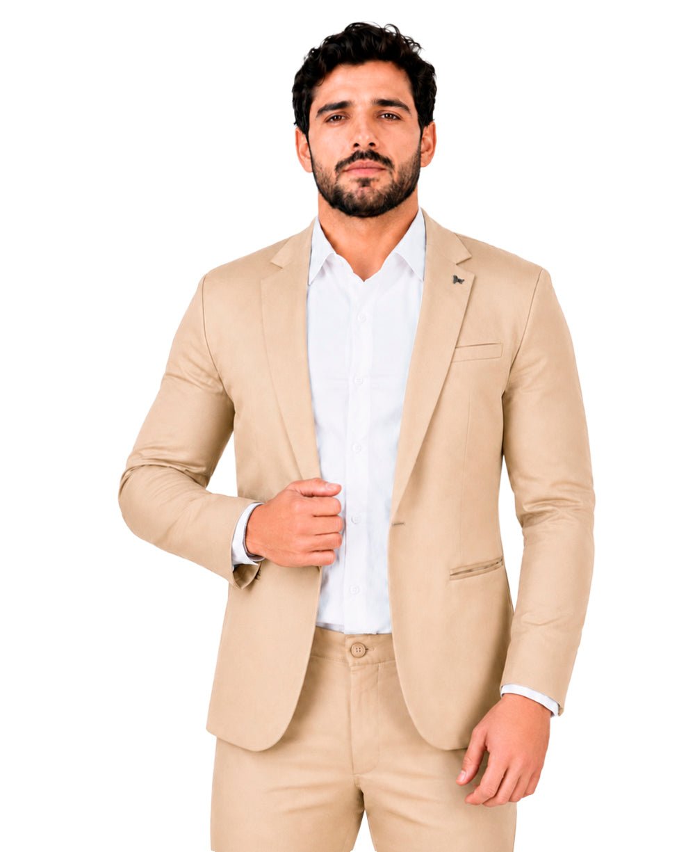 Blazer Bege Masculino Básico Com Bolso - Per Pochi
