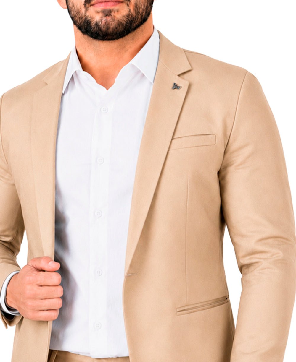 Blazer Bege Masculino Básico Com Bolso - Per Pochi