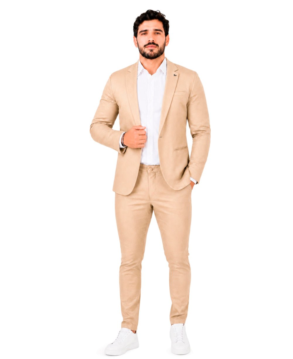 Blazer Bege Masculino Básico Com Bolso - Per Pochi