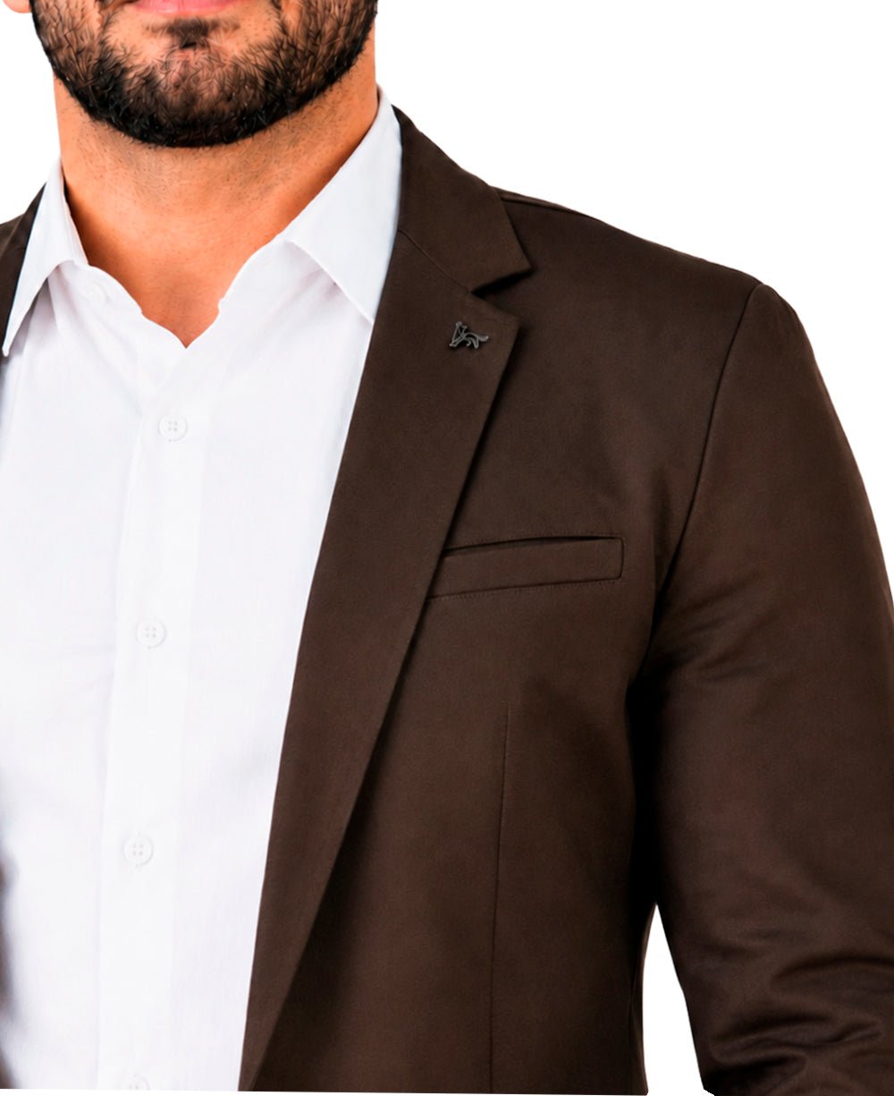 Blazer Marrom Masculino Básico Acetinado - Per Pochi