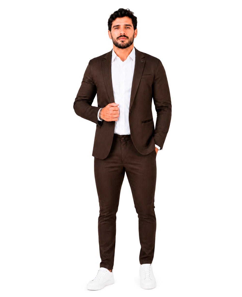Blazer Marrom Masculino Básico Acetinado - Per Pochi