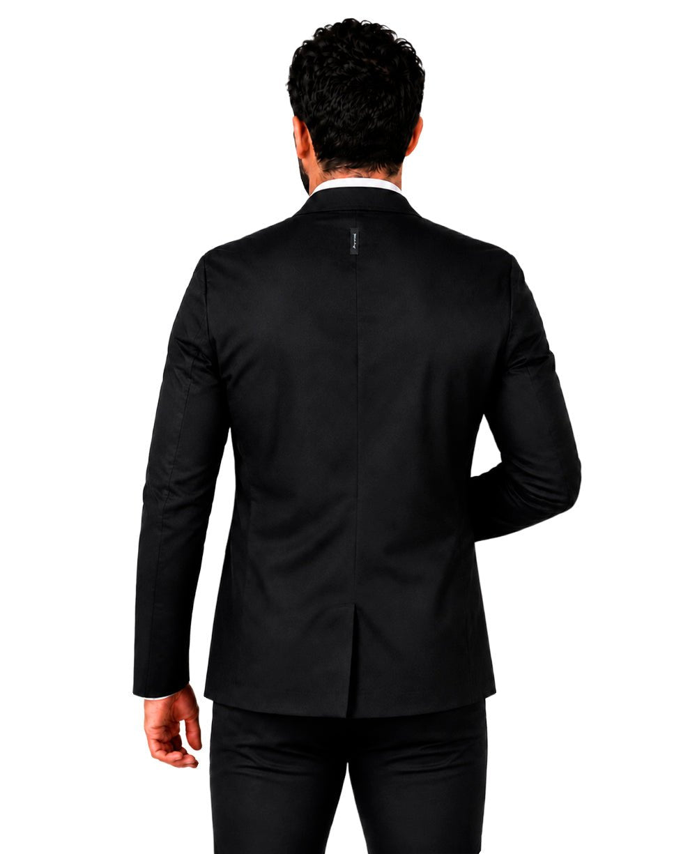 Blazer Preto Masculino Básico Acetinado - Per Pochi