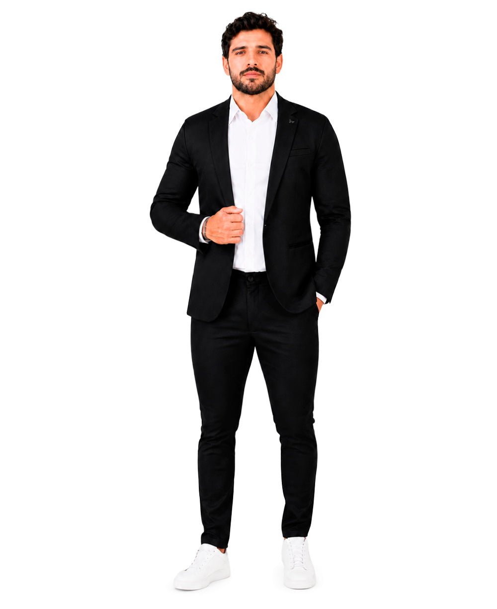 Blazer Preto Masculino Básico Acetinado - Per Pochi