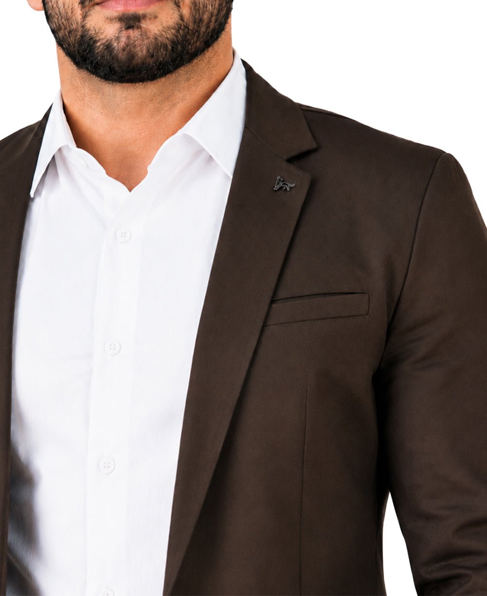 Blazer Marrom Masculino Básico Acetinado - Per Pochi