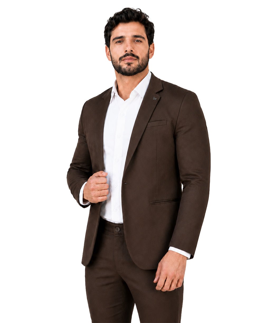 Blazer Marrom Masculino Básico Acetinado - Per Pochi