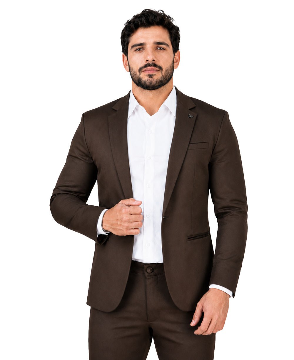 Blazer Marrom Masculino Básico Acetinado - Per Pochi