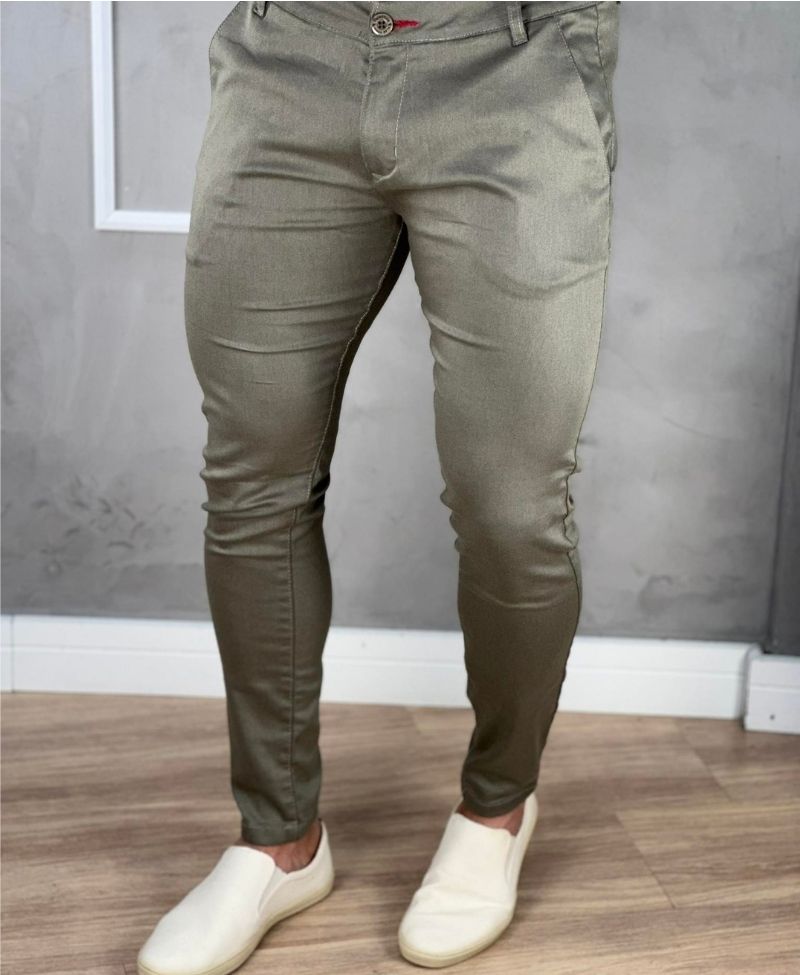 Calça Alfaiataria Cáqui Masculina Super Skinny - Paladho´s Jeans