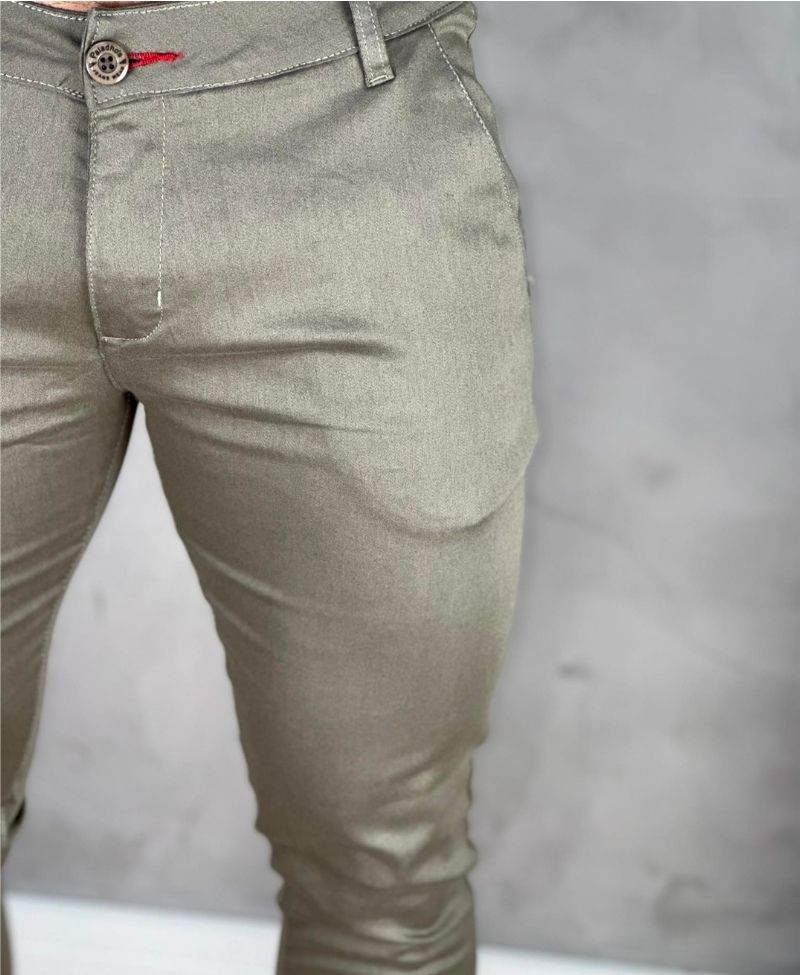 Calça Alfaiataria Cáqui Masculina Super Skinny - Paladho´s Jeans